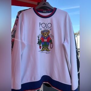 Polo by Ralph Lauren White Crewneck Sweater with Bear Graphic